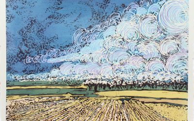 SOLD: Fields & Sky – Batik by Kristine Allphin